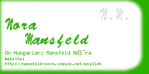 nora mansfeld business card